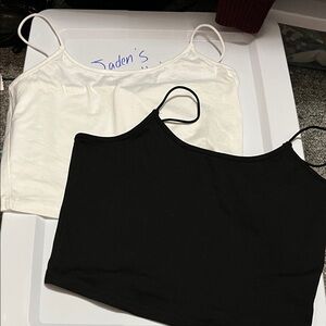 Women's Black and White Spaghetti Strap Tops